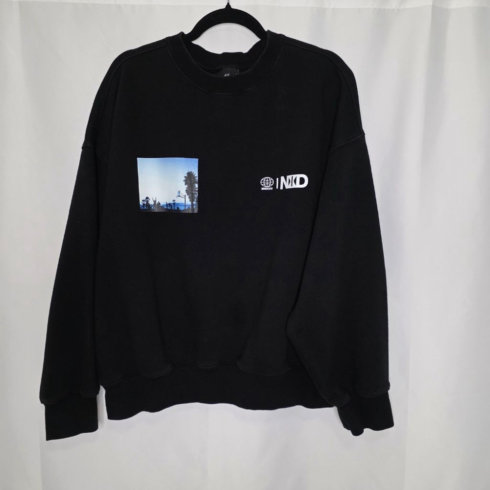 Men's H&M Black Oversized Fit Sweatshirt XL with Graphic